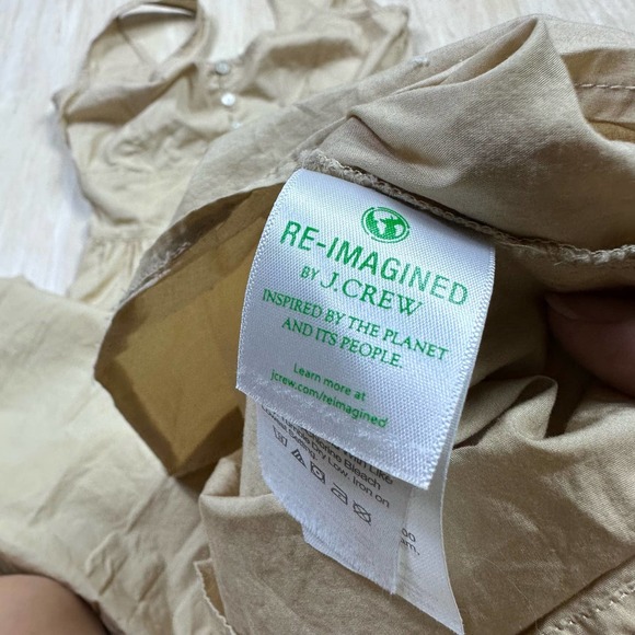 J Crew Tan Neutral Button Down Lagenlook Tank Shirt Casual Midi Dress Size 4 - Picture 15 of 16